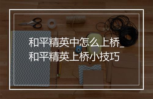 和平精英中怎么上桥_和平精英上桥小技巧