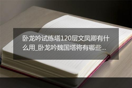 卧龙吟试练塔120层文凤卿有什么用_卧龙吟魏国塔将有哪些2019